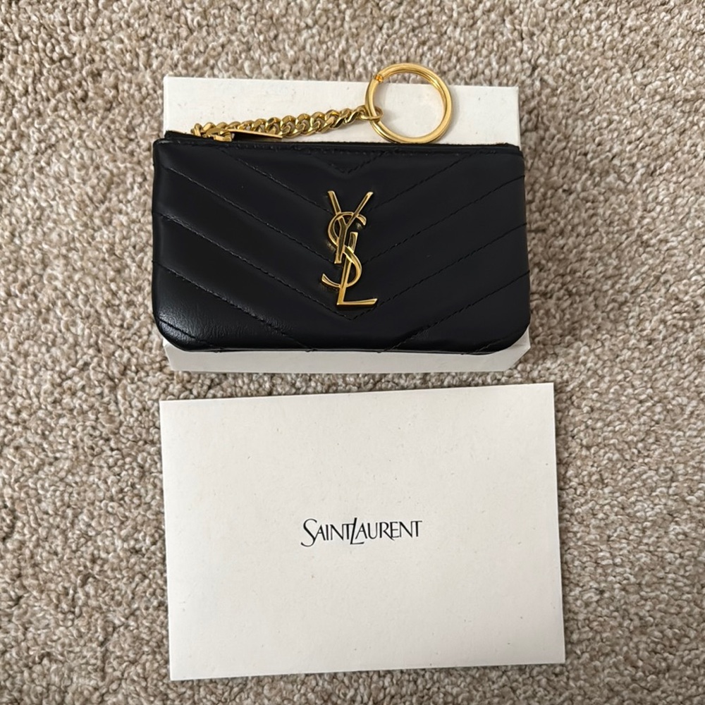 Saint Laurent Black Quilted Leather Key Pouch